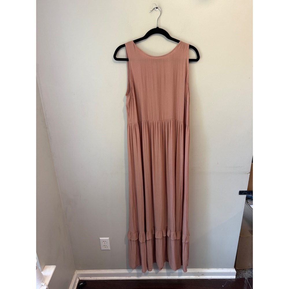 Forever 21 Contemporary Pink Sleeveless Tiered Ruffle Maxi Dress Large